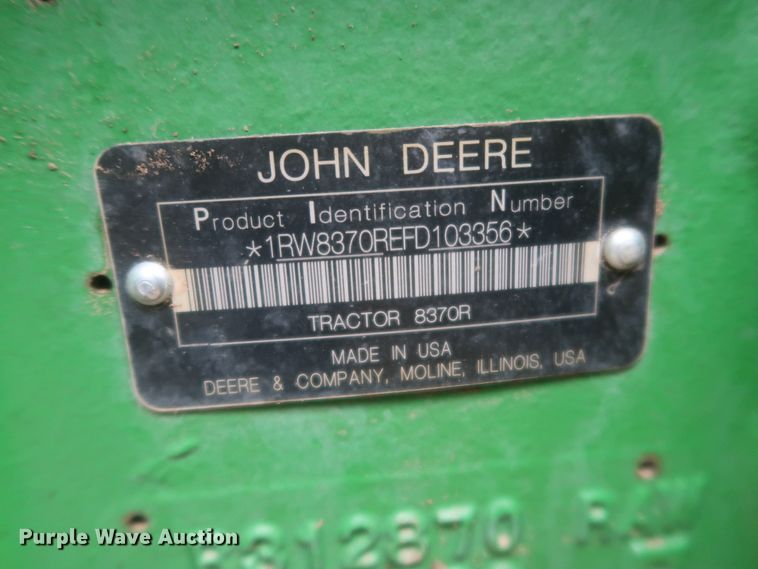 image for item DJ2311 2015 John Deere 8370R  MFWD tractor
