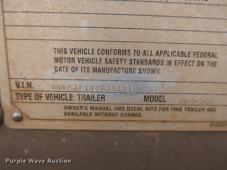 image for item DJ2314 2010 Wilson DWH-500 Pace Setter grain trailer
