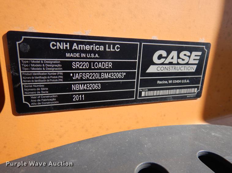 image for item DJ2901 2011 Case SR220  skid steer loader