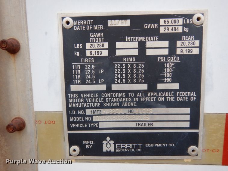 image for item DJ7294 1998 Merritt 43X96X80X2BX2AXGS grain trailer