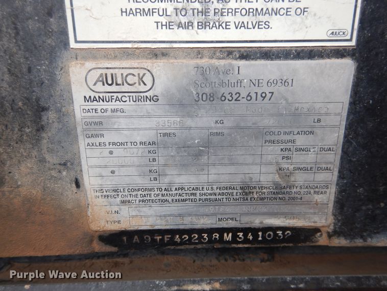 image for item HU9709 2008 Aulick 4260542 live bottom trailer