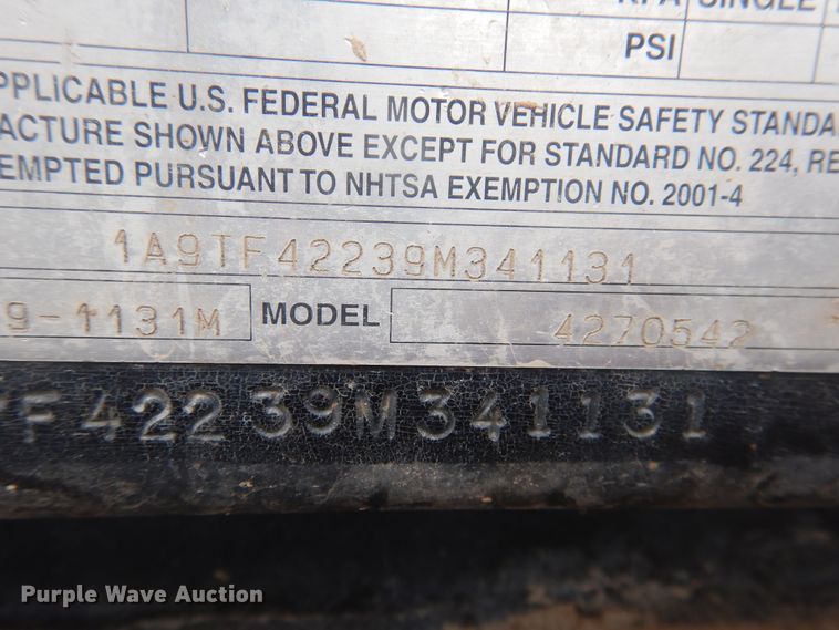 image for item HU9710 2009 Aulick 4270542 live bottom trailer