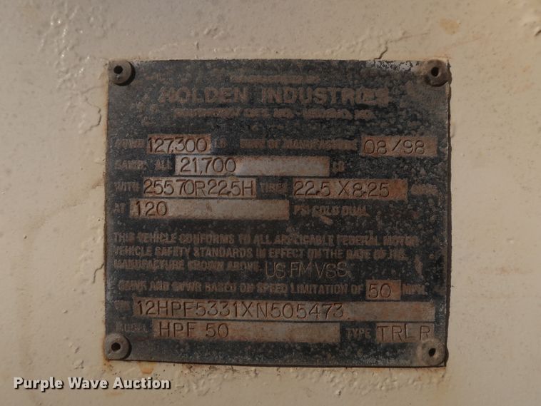 image for item DJ2299 1999 Holden HPF50 lowboy equipment trailer