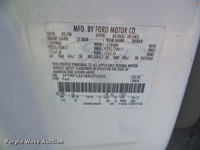 image for item DG8477 2008 Ford F150 XL  pickup truck