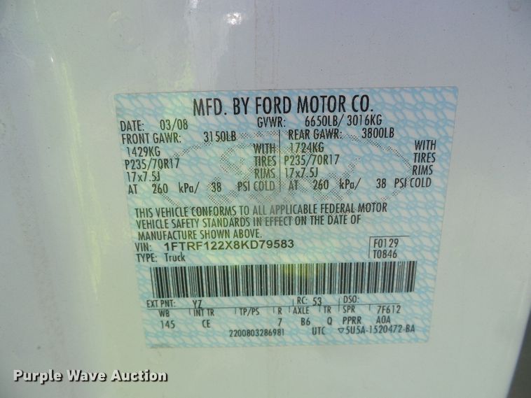 image for item DG8478 2008 Ford F150 XL  pickup truck