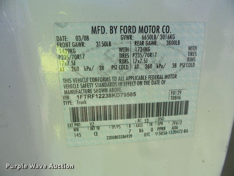 image for item DG8479 2008 Ford F150 XL  pickup truck