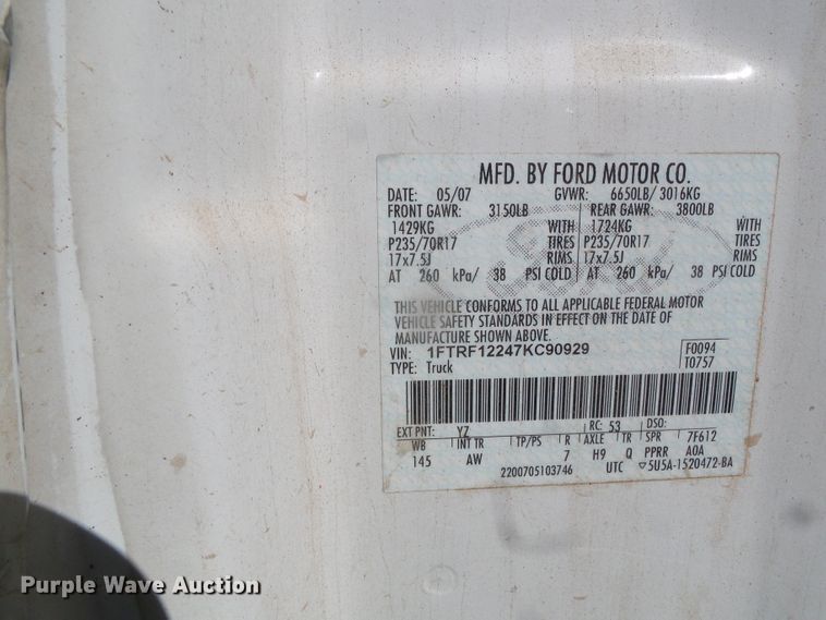 image for item DG8480 2007 Ford F150 XL  pickup truck