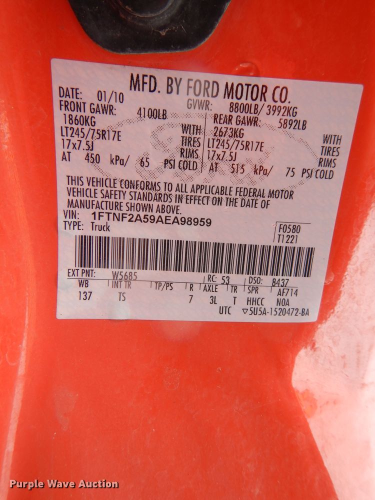 image for item DJ2880 2010 Ford F250 Super Duty  pickup truck