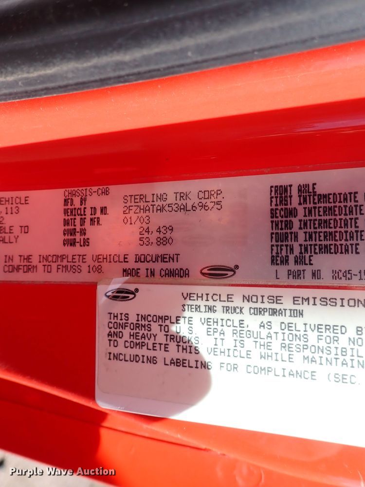 image for item DK4519 2003 Sterling LT7501  dump truck