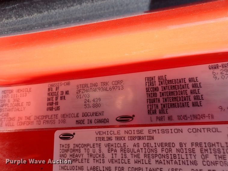 image for item DK4520 2003 Sterling LT7501  dump truck