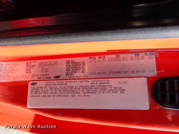 image for item DK4520 2003 Sterling LT7501  dump truck