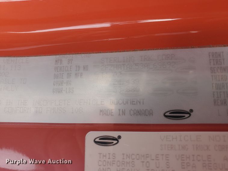 image for item EY9590 2003 Sterling LT7501  dump truck