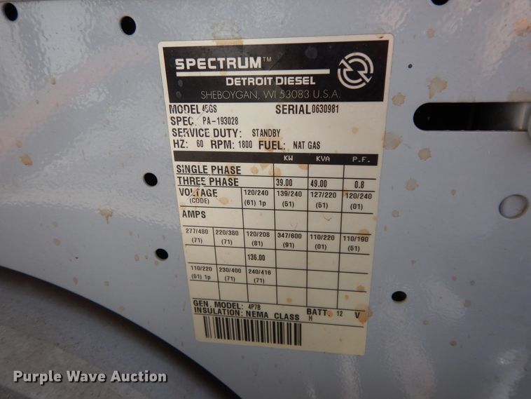 image for item GG9413 Detroit Diesel Spectrum 45GS  generator