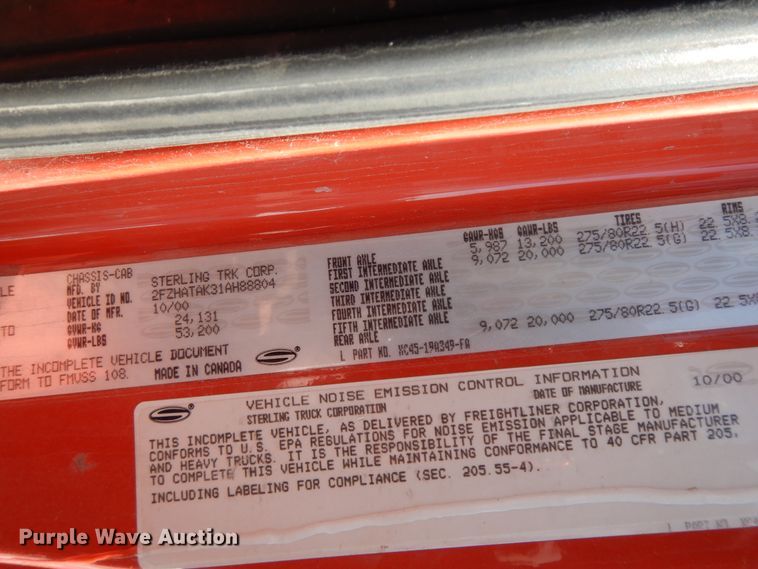 image for item GG9416 2001 Sterling LT7501  dump truck