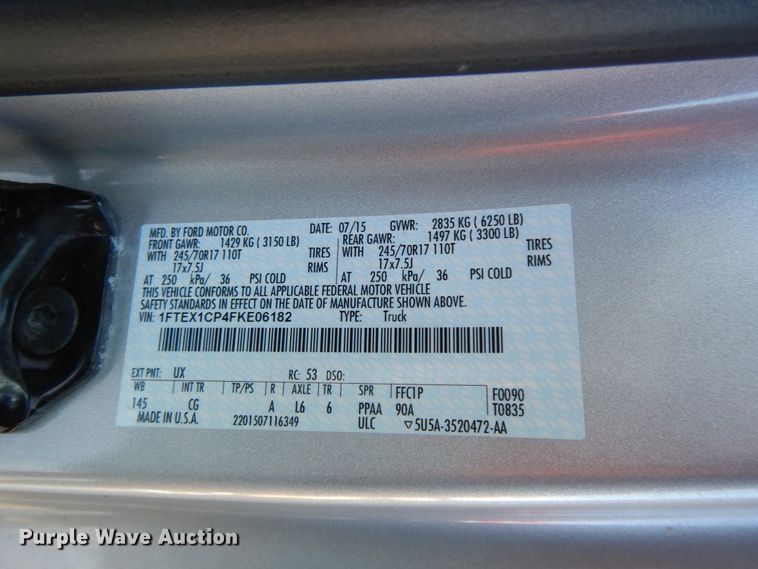 image for item GG9427 2015 Ford F150  SuperCab pickup truck