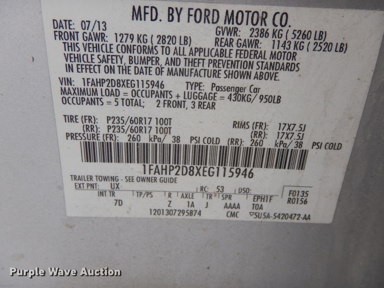 image for item DF6434 2014 Ford Taurus