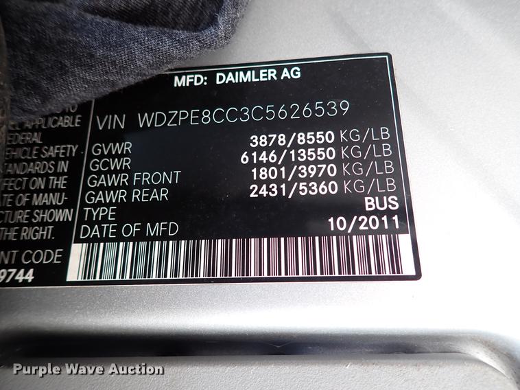 image for item DJ0052 2012 Mercedes Benz Sprinter 2500  van