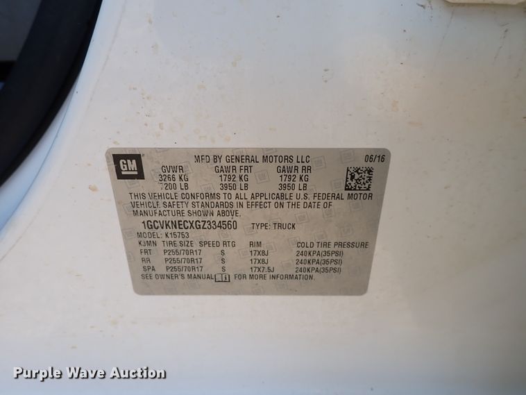 image for item DJ0066 2016 Chevrolet Silverado 1500  Double Cab pickup truck