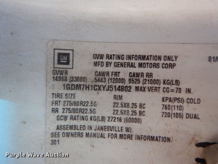 image for item DM2819 2000 GMC 7500  flatbed truck