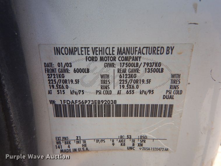 image for item GT9597 2003 Ford F550 Super Duty XL  utility / service truck