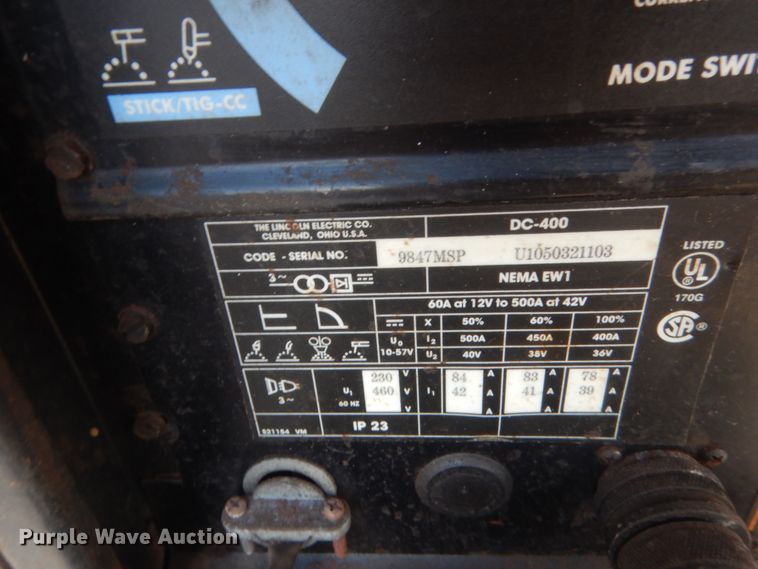image for item HG9946 Lincoln DC400 welder
