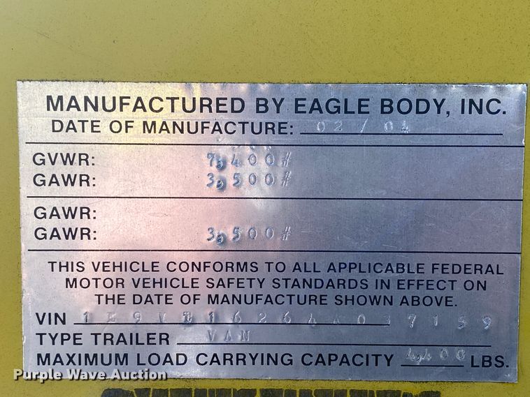 image for item HR9443 2004 Eagle  enclosed cargo trailer