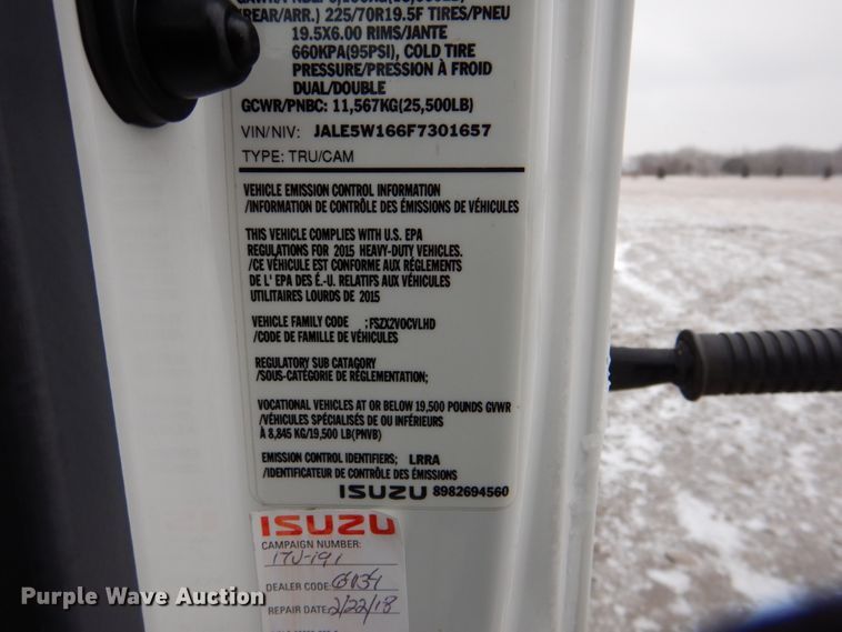 image for item HX9144 2015 Isuzu NPR  refrigerated delivery truck