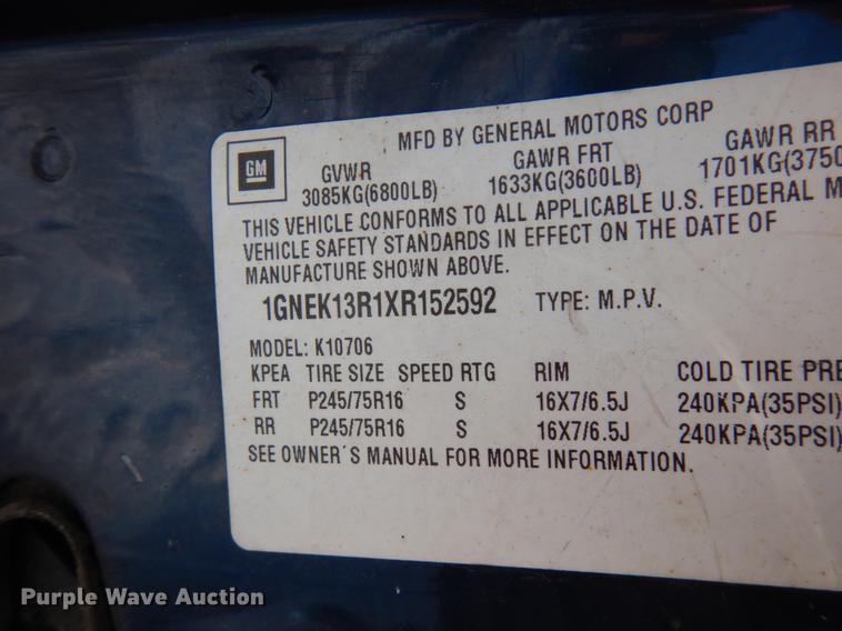 image for item IA9371 1999 Chevrolet Tahoe  SUV