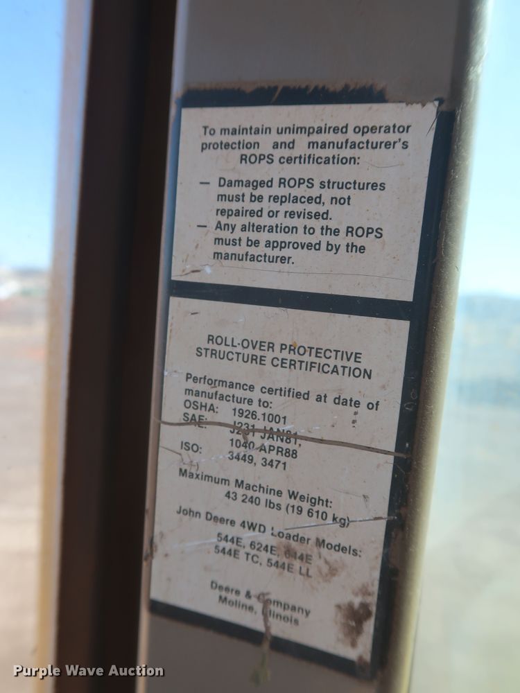 image for item DJ1828 1992 John Deere 644E  wheel loader