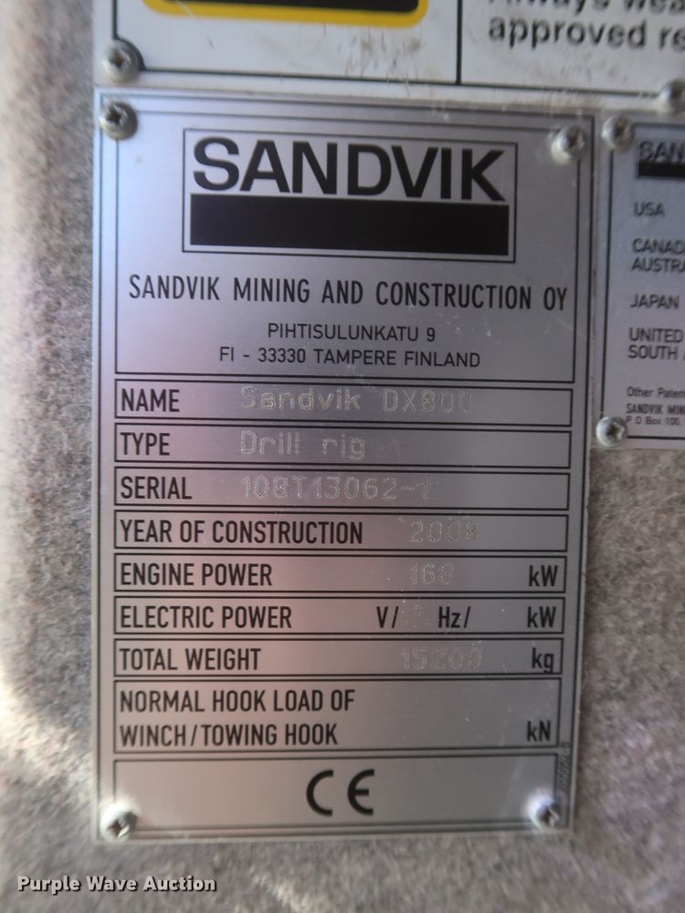 image for item DJ2297 2008 Sandvik Ranger DX800  rock pilot drill