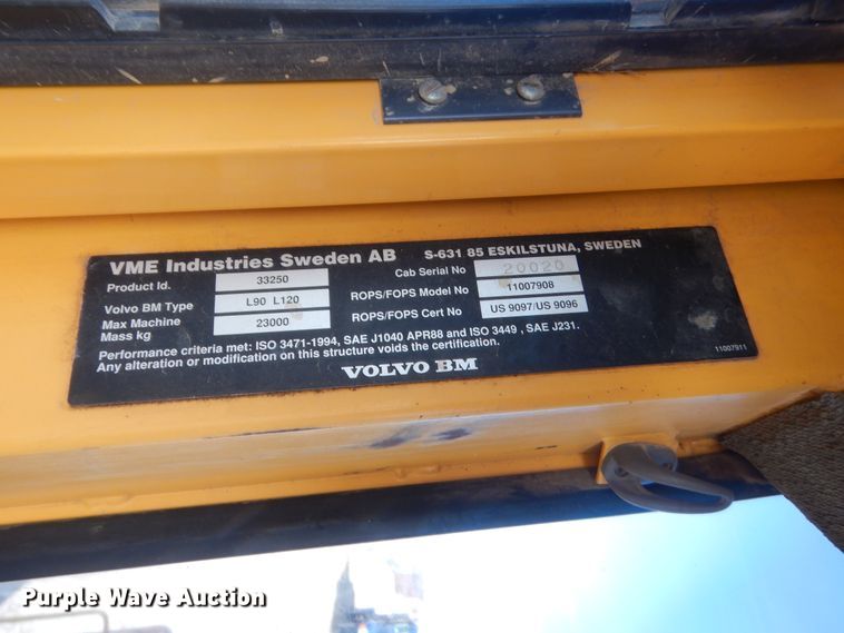 image for item DJ2342 1995 Volvo L90C  wheel loader