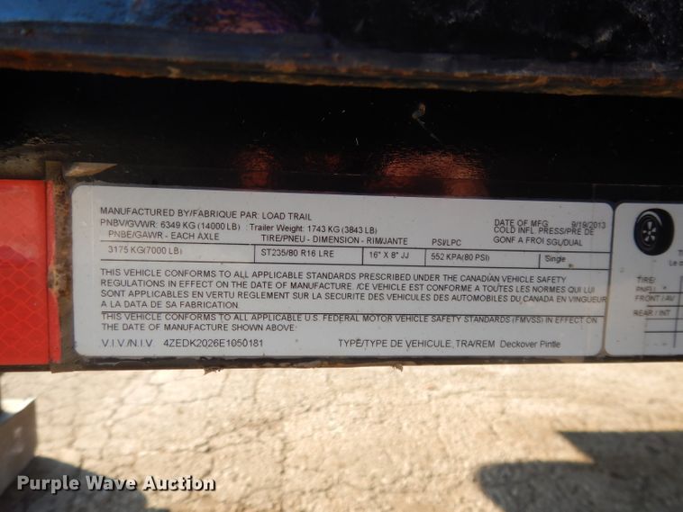 image for item DL2138 2014 Load Trail utility trailer