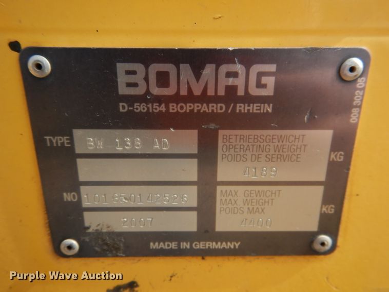image for item DL2150 2007 Bomag BW138AD  double drum vibratory roller
