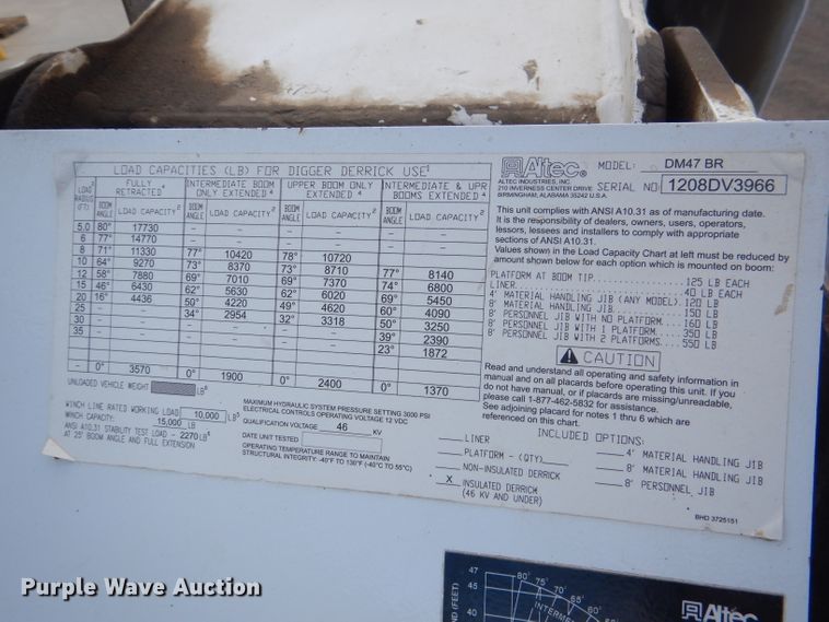 image for item DL2186 2009 International DuraStar 4300  digger derrick truck