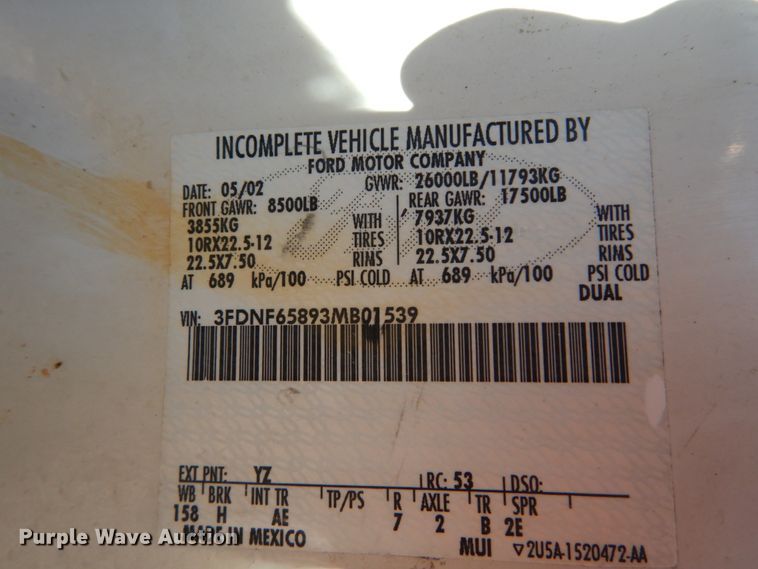 image for item GT9594 2003 Ford F650 Super Duty XL  dump truck