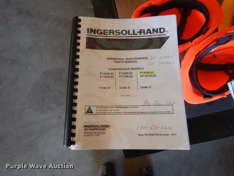 image for item HS9961 2007 Ingersoll Rand P185  air compressor