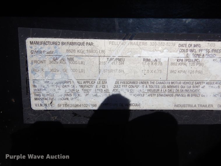 image for item HS9967 2004 Felling equipment trailer