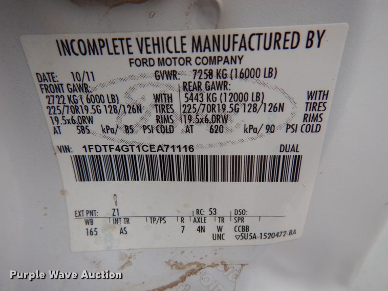 image for item IA9346 2012 Ford F450 Super Duty  utility / service truck