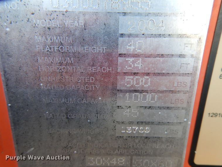 image for item IA9372 2004 JLG 400S  boom lift