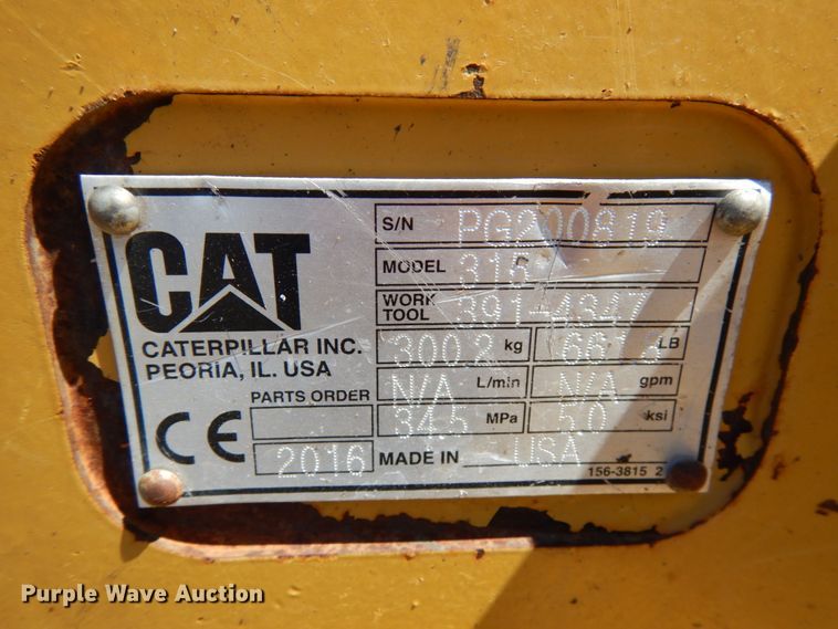 image for item IA9381 2016 Caterpillar 316FL  excavator
