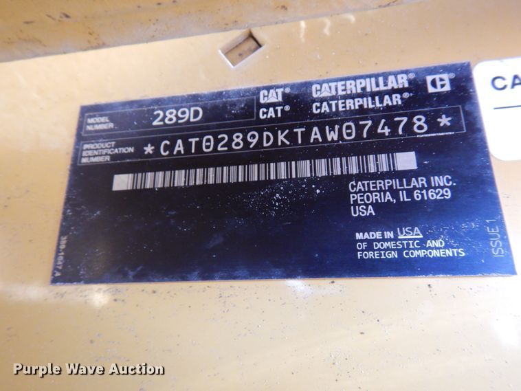 image for item IA9385 2017 Caterpillar 289D  tracked skid steer loader