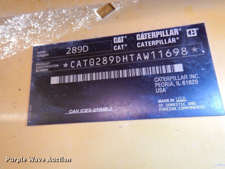 image for item IA9386 2019 Caterpillar 289D  tracked skid steer loader