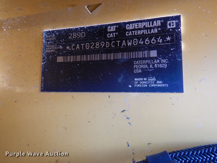 image for item IA9387 2016 Caterpillar 289D  tracked skid steer loader