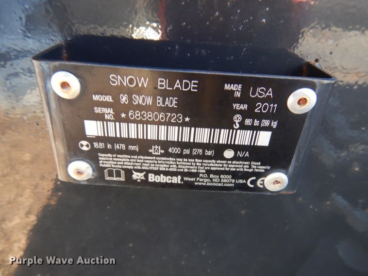 image for item IA9400 2011 Bobcat 96"W snow blade