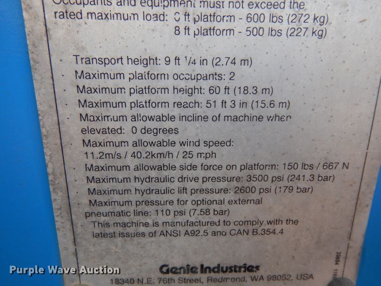 image for item IP9060 1998 Genie S60  boom lift