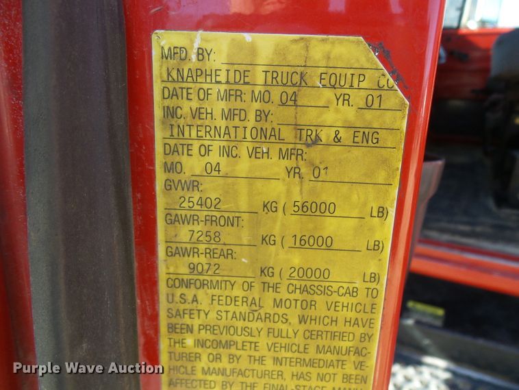 image for item DC2756 2002 International 4900  dump truck