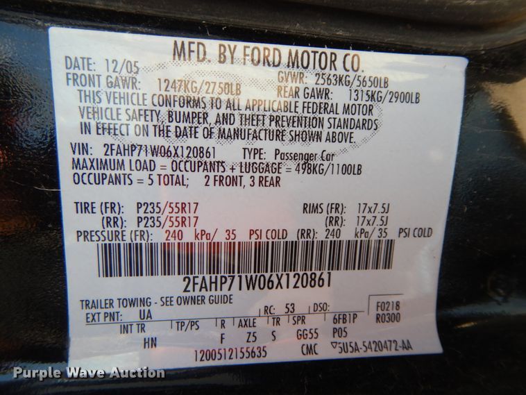 image for item DF6448 2006 Ford Crown Victoria Police Interceptor