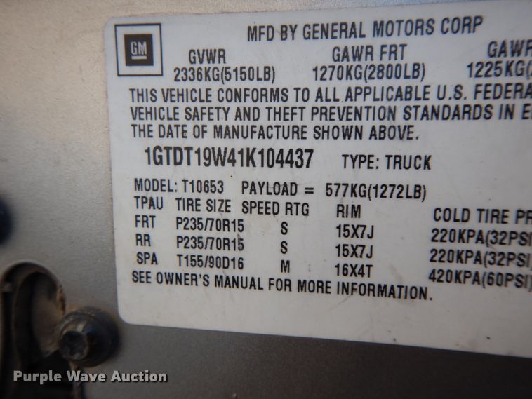 image for item DF6450 2001 GMC Sonoma SLS  Ext. Cab pickup truck