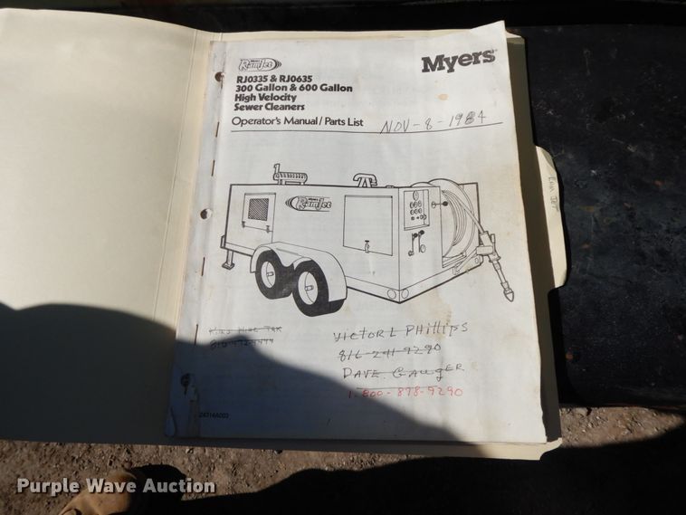 image for item DF6465 Myers Ram Jet  sewer jetter trailer