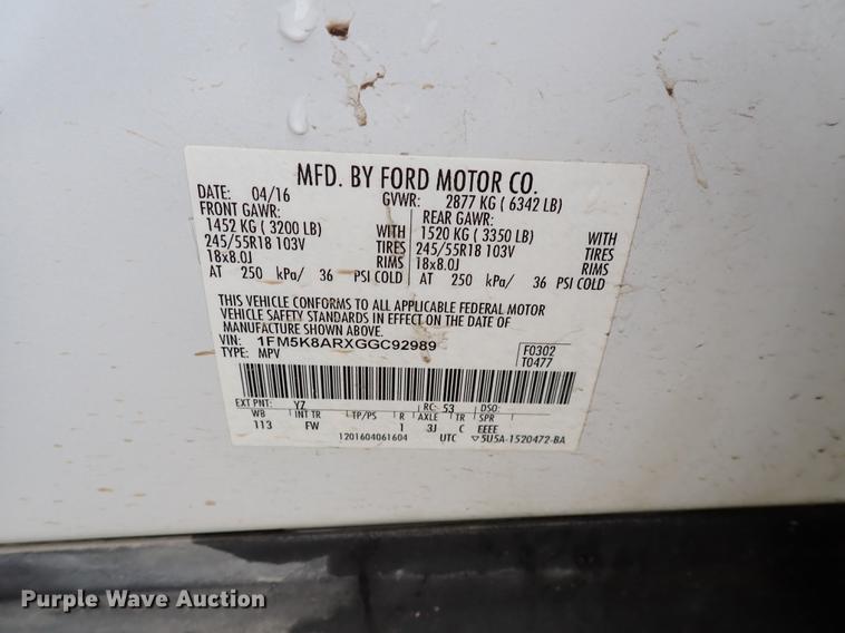 image for item DJ0084 2016 Ford Explorer Police  SUV